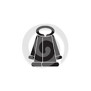 Fashion fur coat black vector concept icon. Fashion fur coat flat illustration, sign