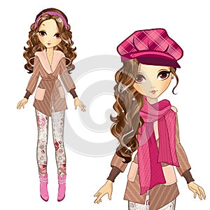 Fashion Girl In Cap And Coat