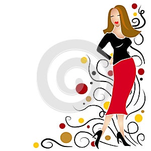 Fashion Girl Clip Art Brunette