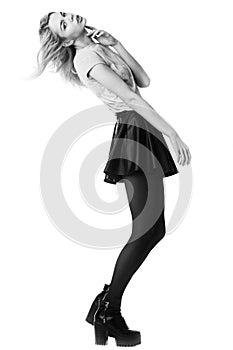 Fashion girl model posing on white background