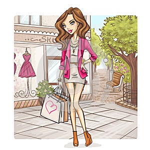 Fashion girl at shopping