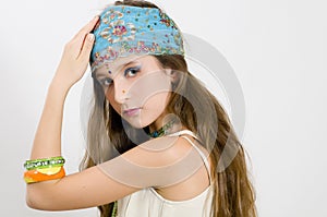 Fashion girl showing jewelry