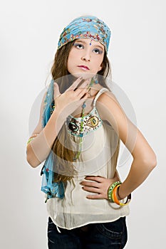 Fashion girl showing jewelry