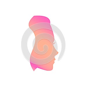 Fashion girl. Silhouette of a woman s head in pink color. Vector illustration.