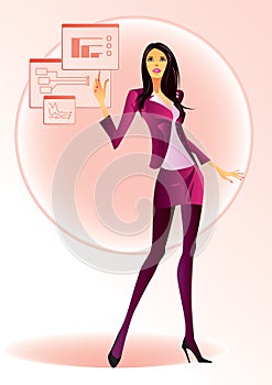 Fashion girl with virtual display