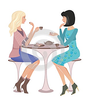 Fashion girls at a cafe