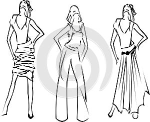 Moda las chicas disenador bosquejo 