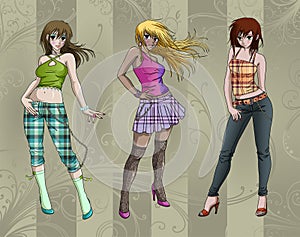 Fashion Girls Posing - background