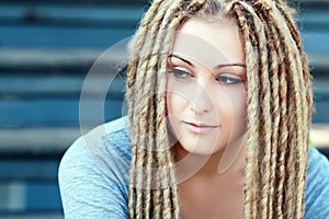 Fashion hairstyle with dreads