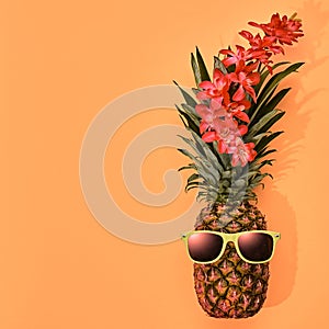 Fashion Hipster Pineapple. Tropical Summer Mood