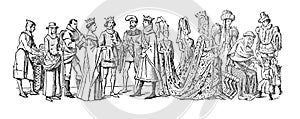 Fashion history Collection from 1440 to 1480 30 s / a big evolution in fashion/ Vintage and Antique illustration from Petit Larous