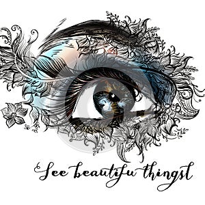 Fashion illustration beautiful female eye