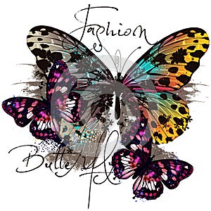 Fashion illustration with butterflies photo