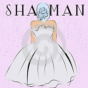 fashion illustration of a girl in a white dress.