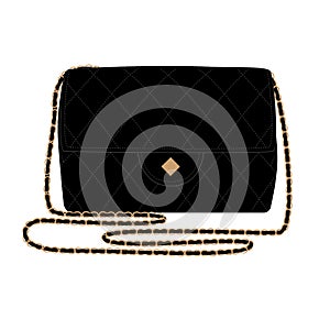 Fashion Illustration with quilt black handbag