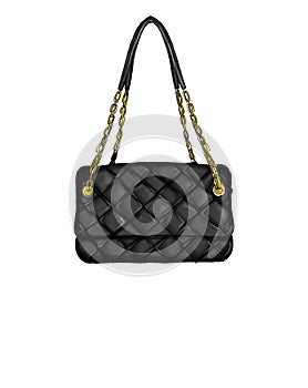 Fashion Illustration with quilt black handbag