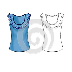 Fashion Illustration - Tank top with ruffles