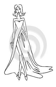 Fashion illustration woman in dress