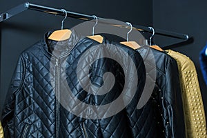 Fashion jacket on hangers