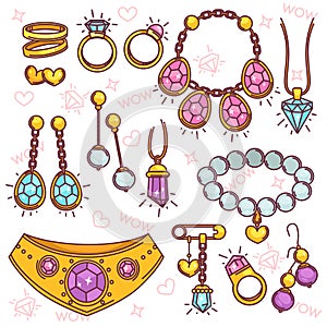 Fashion jewelry vector set.