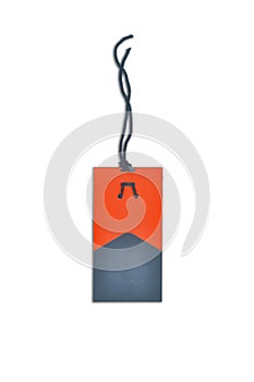 Fashion label mockups, Blank tag tied for hang on product for show price or discount isolate on white background with clipping
