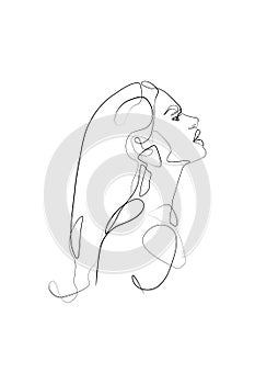 Fashion lineart portrait of young woman