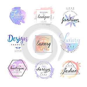 Fashion luxury boutique logo design set, colorful vector Illustrations photo