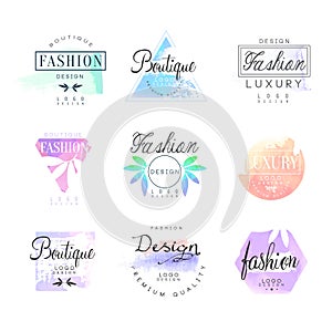 Fashion luxury boutique set for logo design, colorful vector Illustrations photo