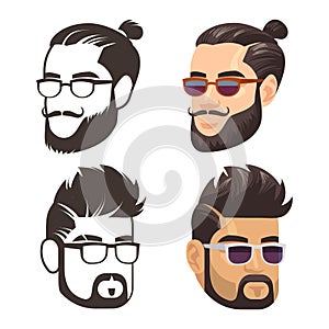 Fashion male haircute and shaven beard set photo