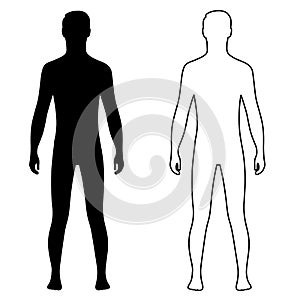 Fashion man couple outlined template figure silhouette