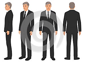 fashion man isolated, front, back and side view,