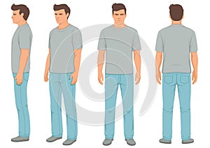 fashion man isolated, front, back and side view, photo