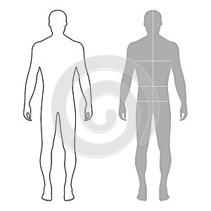 Fashion man outlined template figure silhouette with marked body