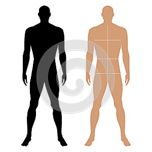 Fashion man solid template figure silhouette with marked body's