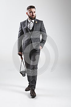 Fashion man in suit on white background