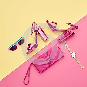 Fashion Minimal Design Woman Accessories Set. Art