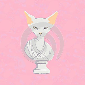 Fashion minimal illustration. Stylish greek statue cat