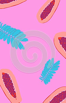 Fashion minimal illustration wallpapers. Fresh tropical papaya vibes