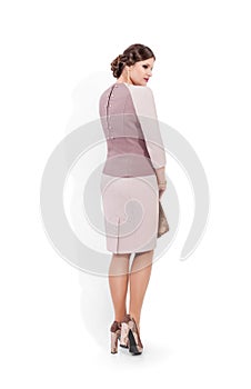 Fashion model against white background pose