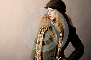 Fashion model in autumn/winter clothes
