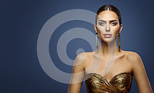 Fashion Model Beauty Portrait, Beautiful Woman Face Makeup