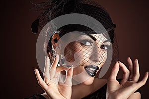 Fashion model with black makeup