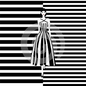 Fashion model black and white stripes