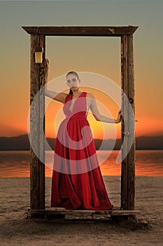 Fashion Model on Bombay Beach of the Salton Sea California