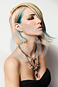 Fashion model with dyed hair