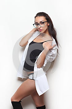 fashion model girl wearing glasses