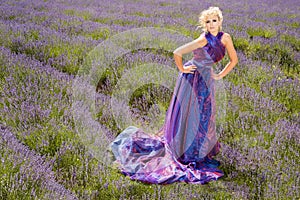 Fashion model in lavender fields