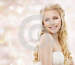 Fashion Model Long Blond Hair, Woman Beauty Portrait, Happy Girl