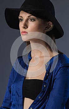 Fashion model in studio