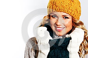 Fashion model with winter accessories